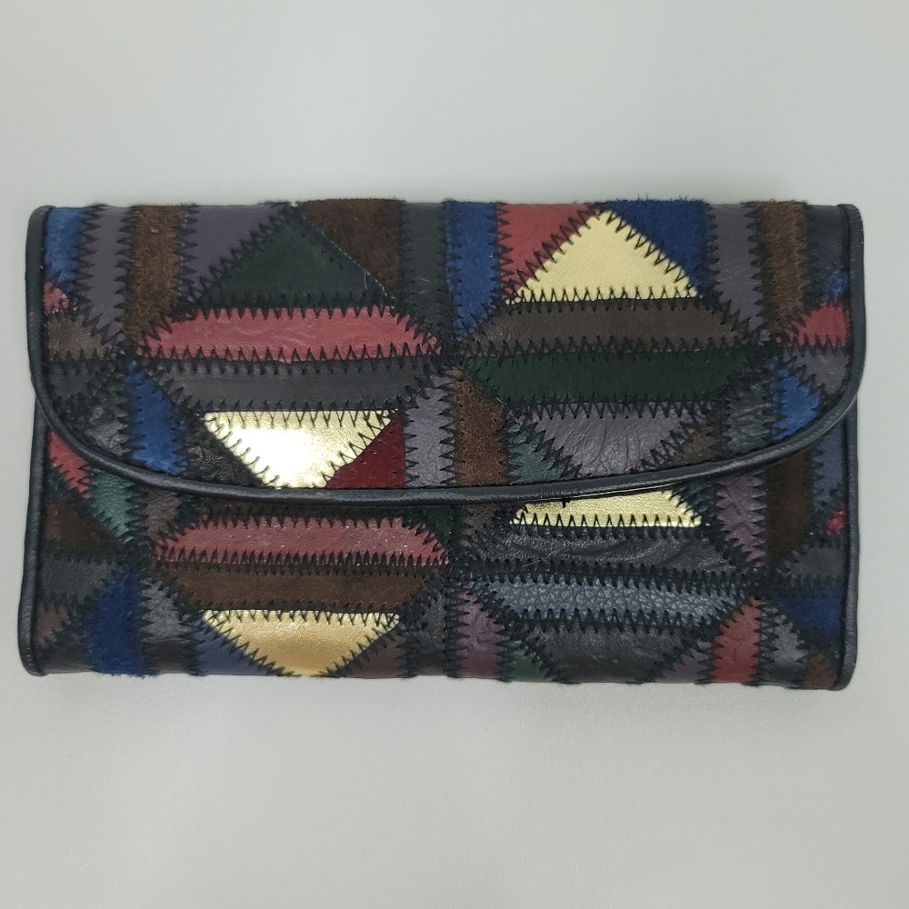 La Covina Granny Core Vintage Leather Patchwork Purse And Wallet Set View 6